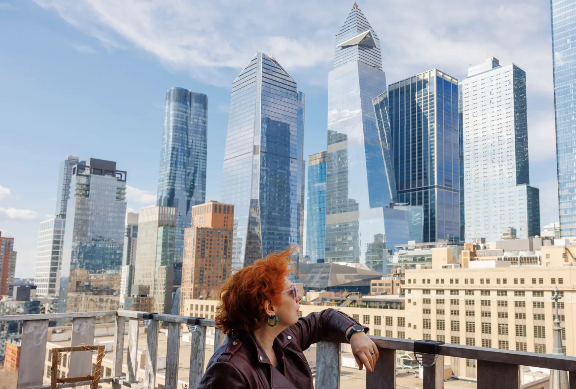 Person enjoying cityscape view