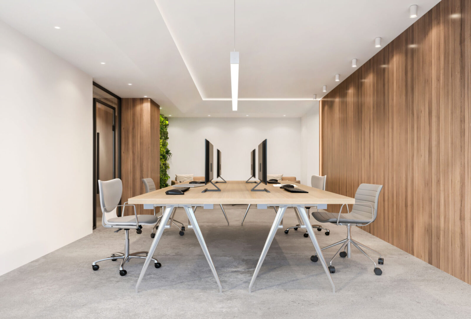 Modern office with wooden accents