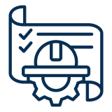 Construction plan and gear symbol